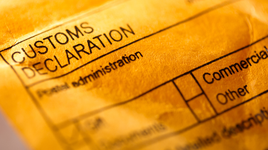 Customs declaration form used to complete supplementary customs reporting